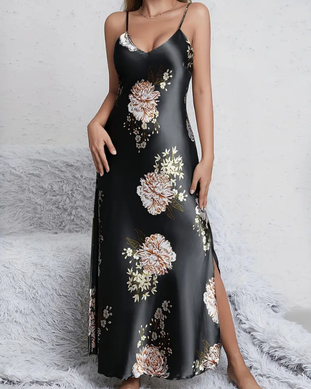 Camisón con estampado de flores y tirantes de espagueti