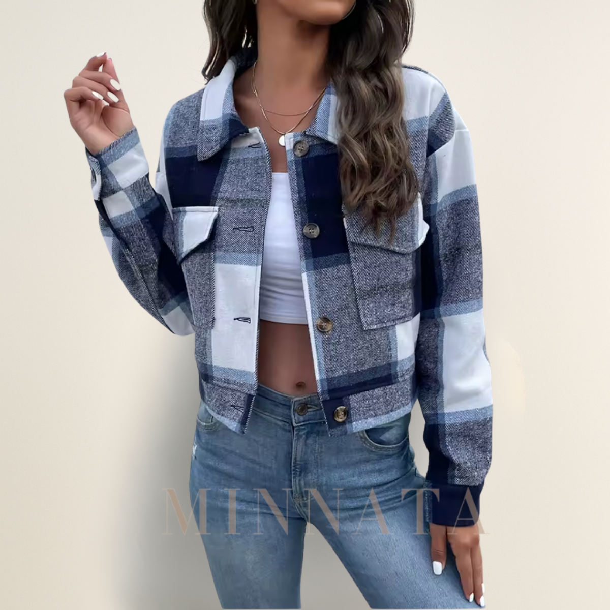 Chaqueta a cuadros a la cadera Otoño - Invierno