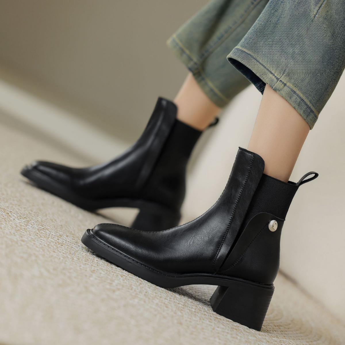 Botas Estilo Europeas Punta cuadrada