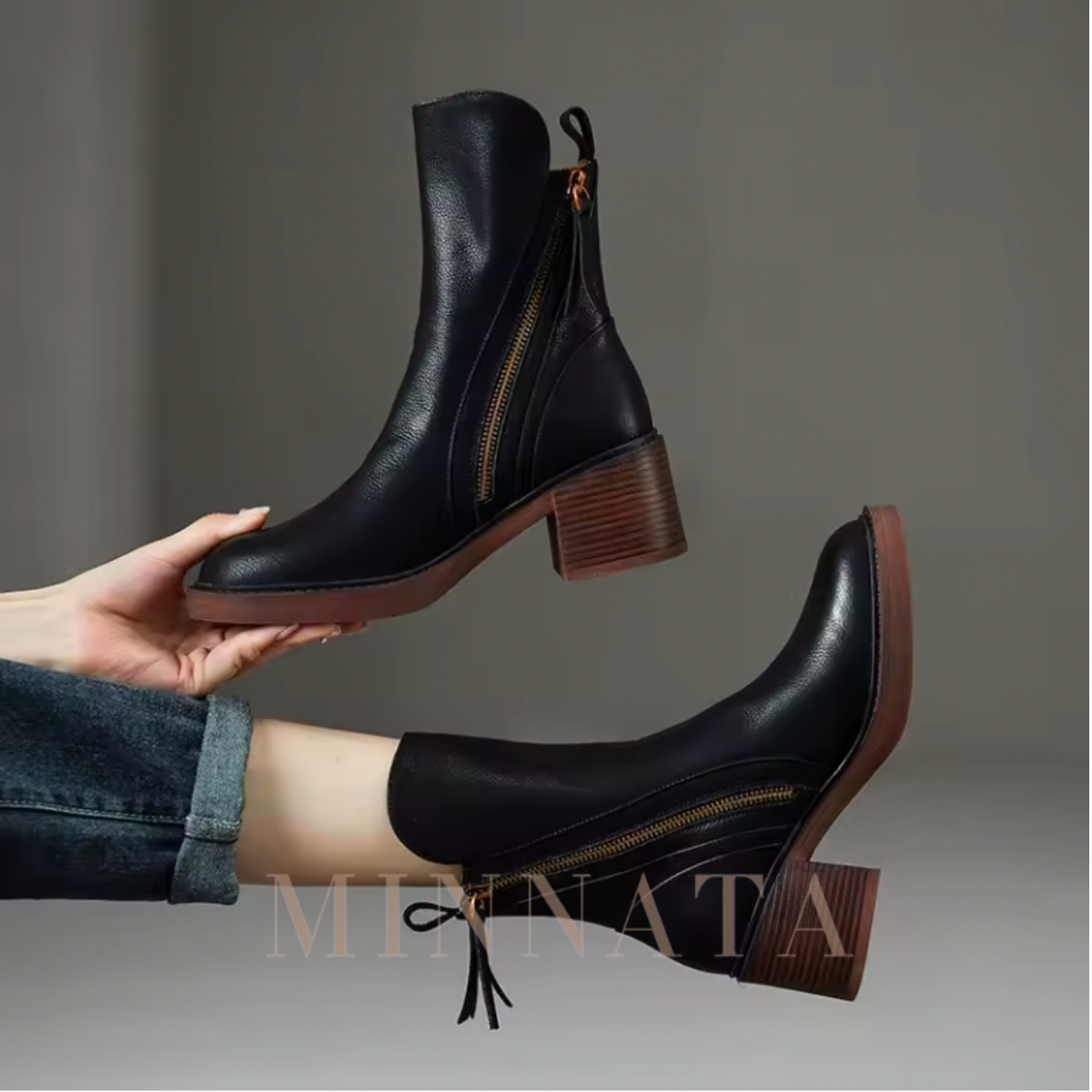 Botines de Tacón Alto Estilo Europeo