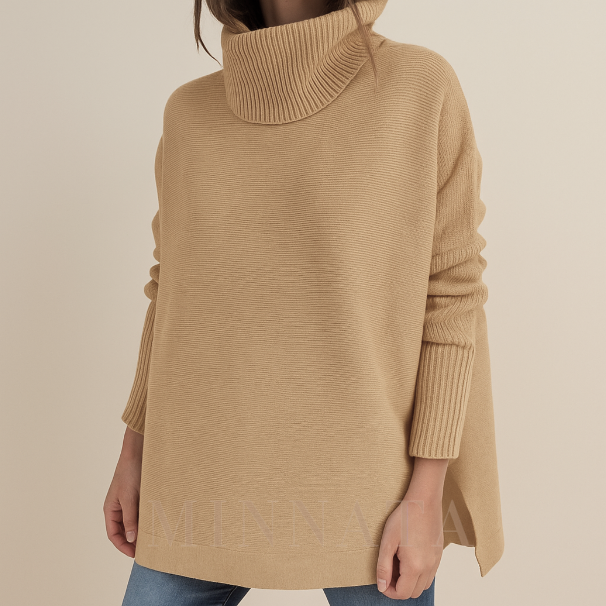 Suéter Oversize de Lana Suave y Cuello Alto
