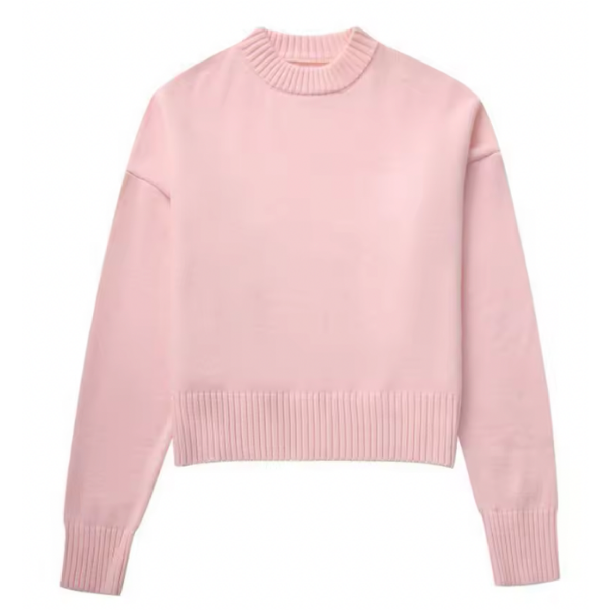 Suéter Mujer Chic Rosa de Cuello Redondo