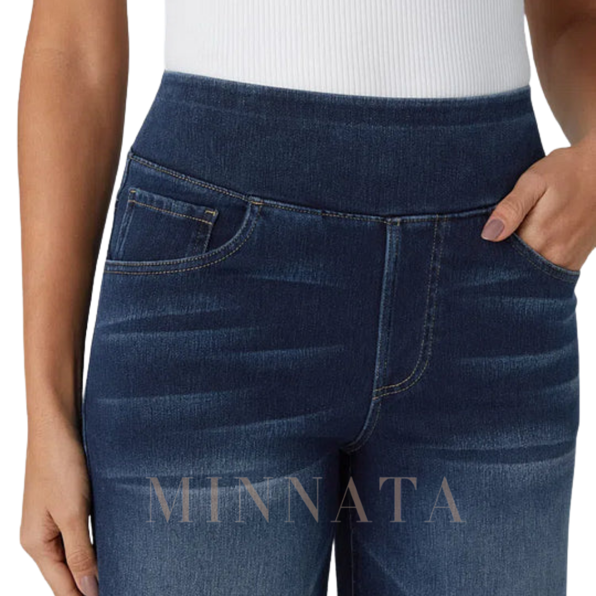 Jeans Tiro alto Pretina Elasticada