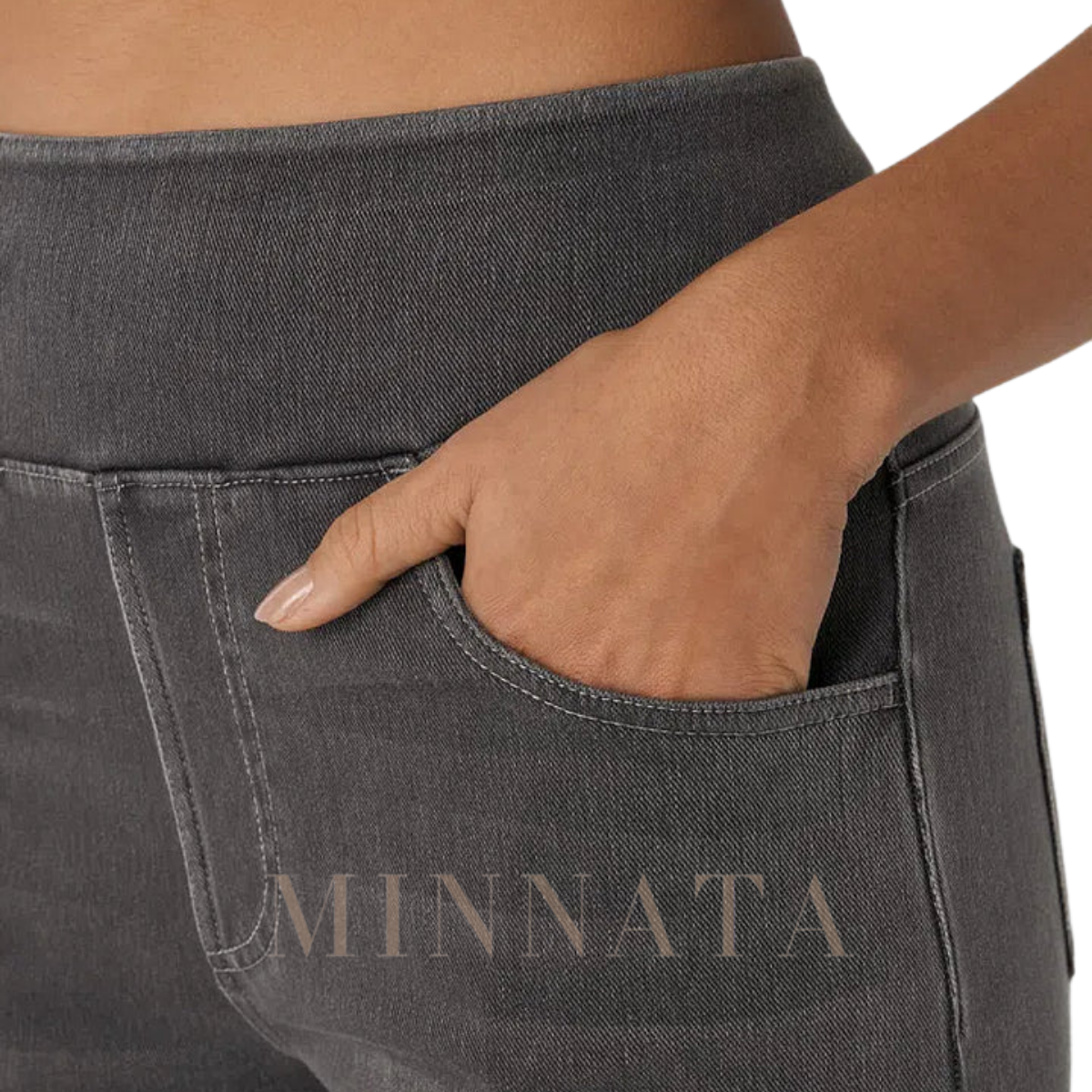 Jeans Tiro alto Pretina Elasticada