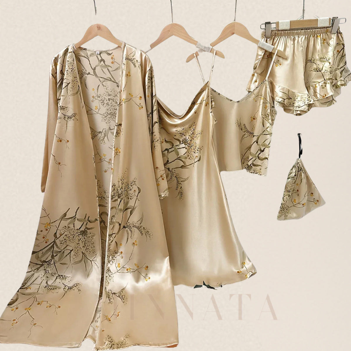 Camisón de pijama de lujo 4 piezas