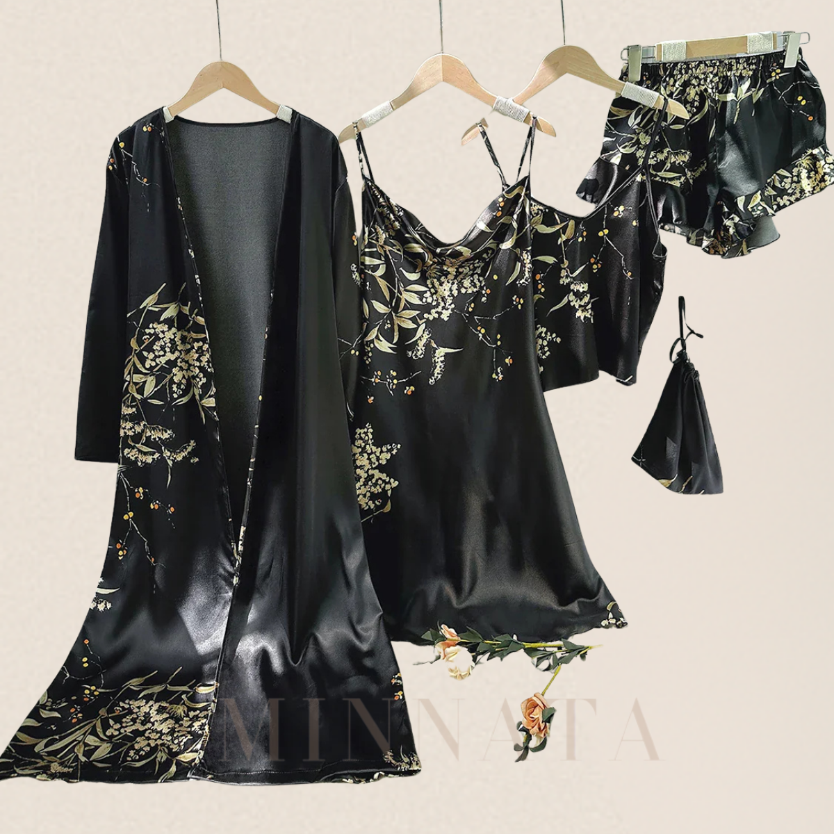 Camisón de pijama de lujo 4 piezas