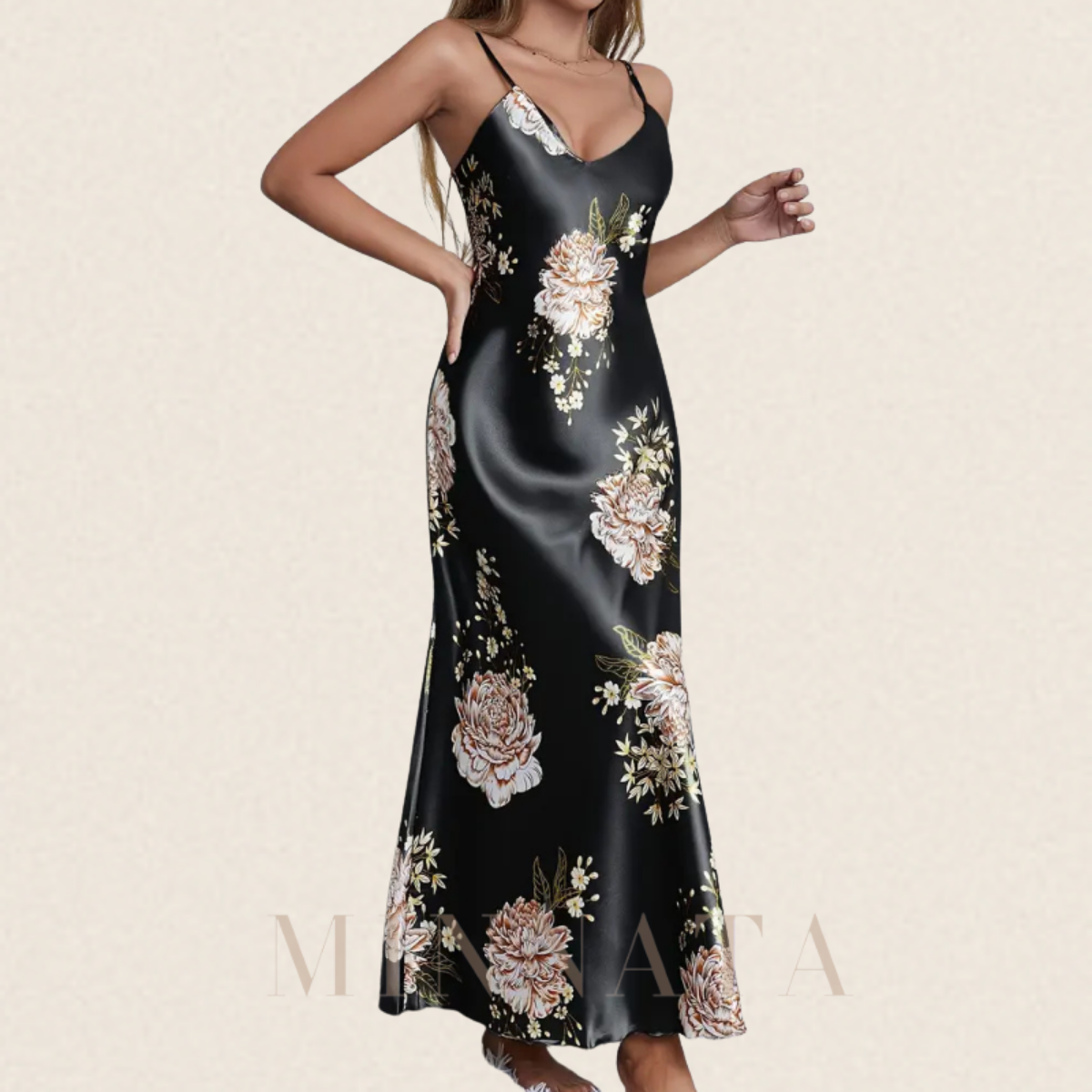 Camisón con estampado de flores y tirantes de espagueti