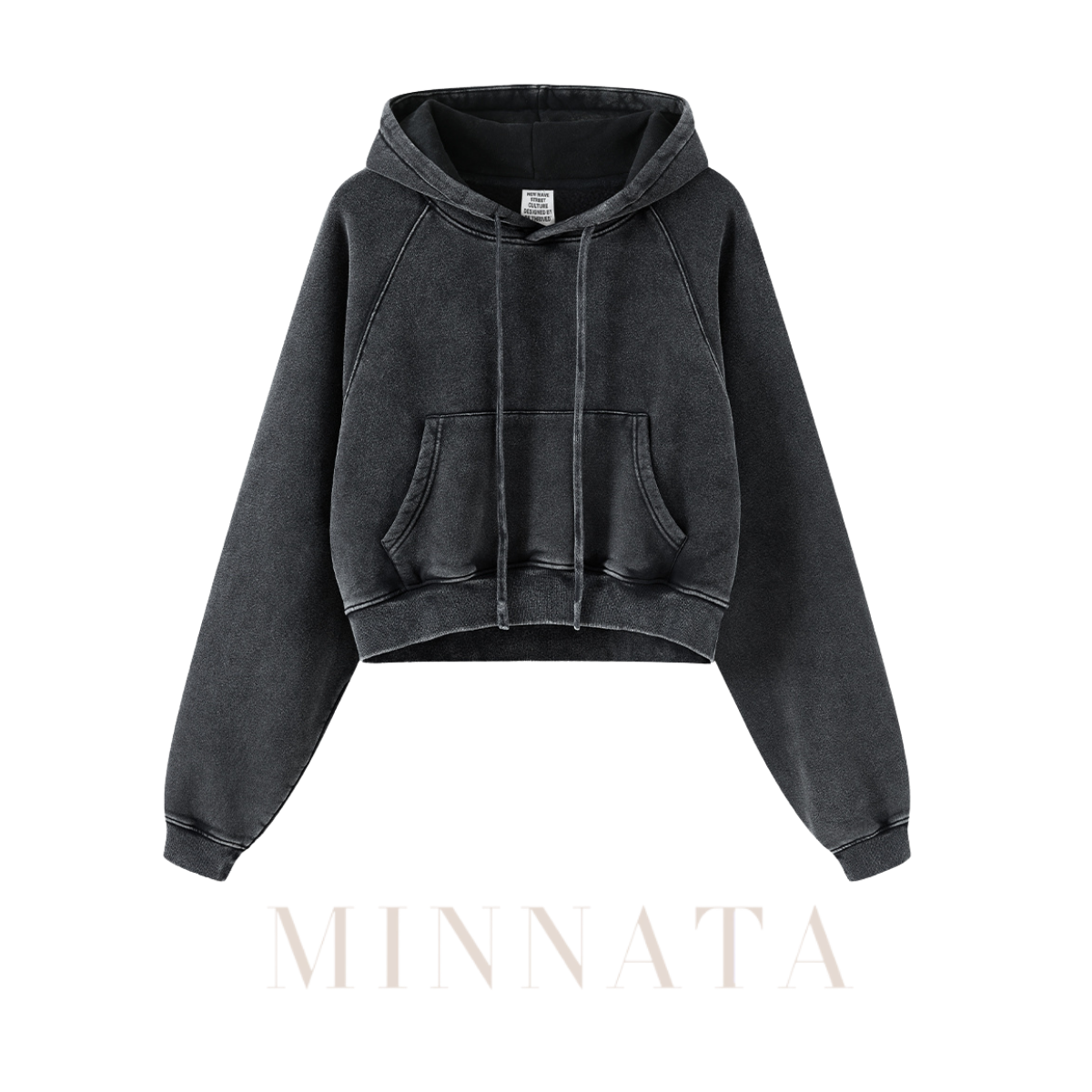 Hoodie Crop Washed® - Con capucha