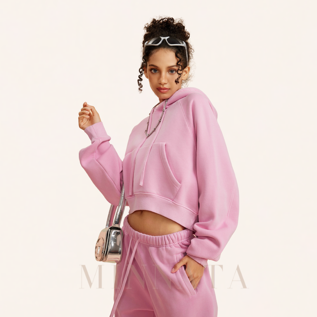 Hoodie Crop Washed® - Con capucha
