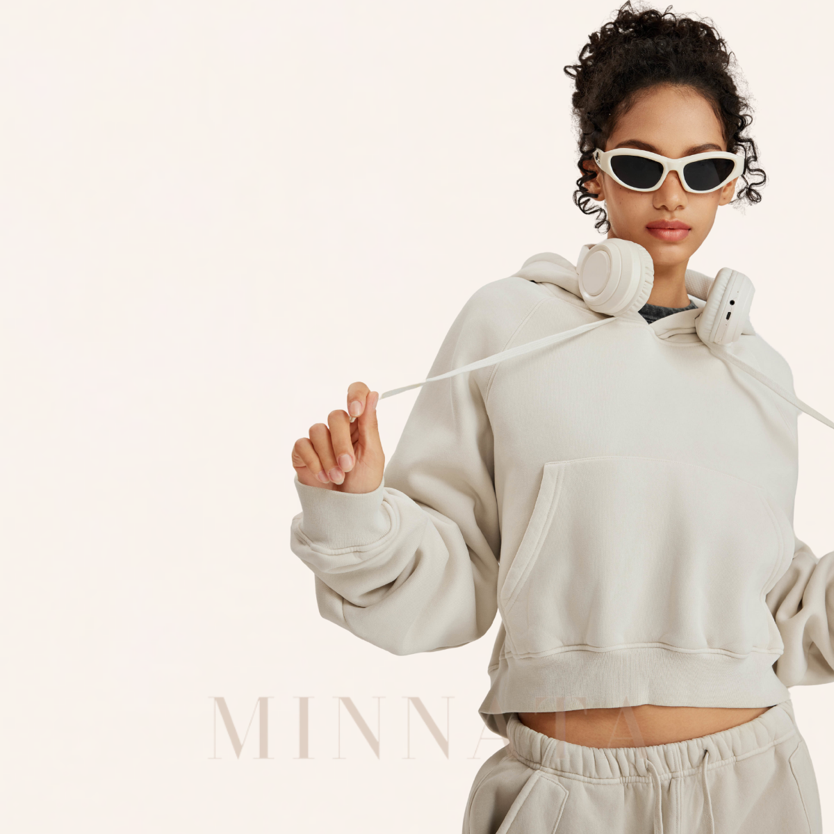 Hoodie Crop Washed® - Con capucha