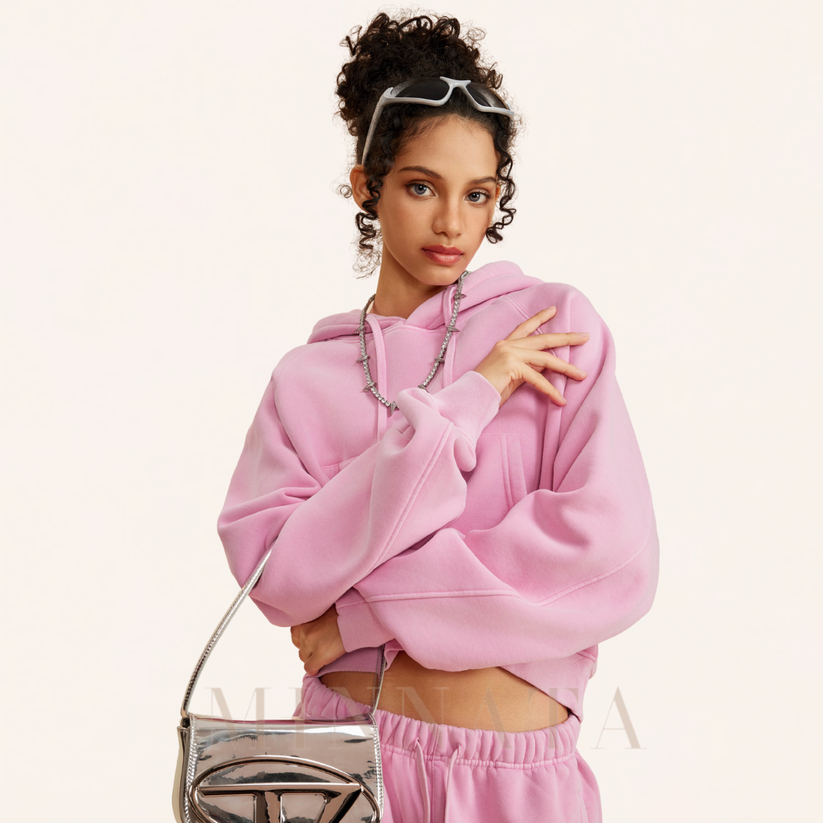 Hoodie Crop Washed® - Con capucha
