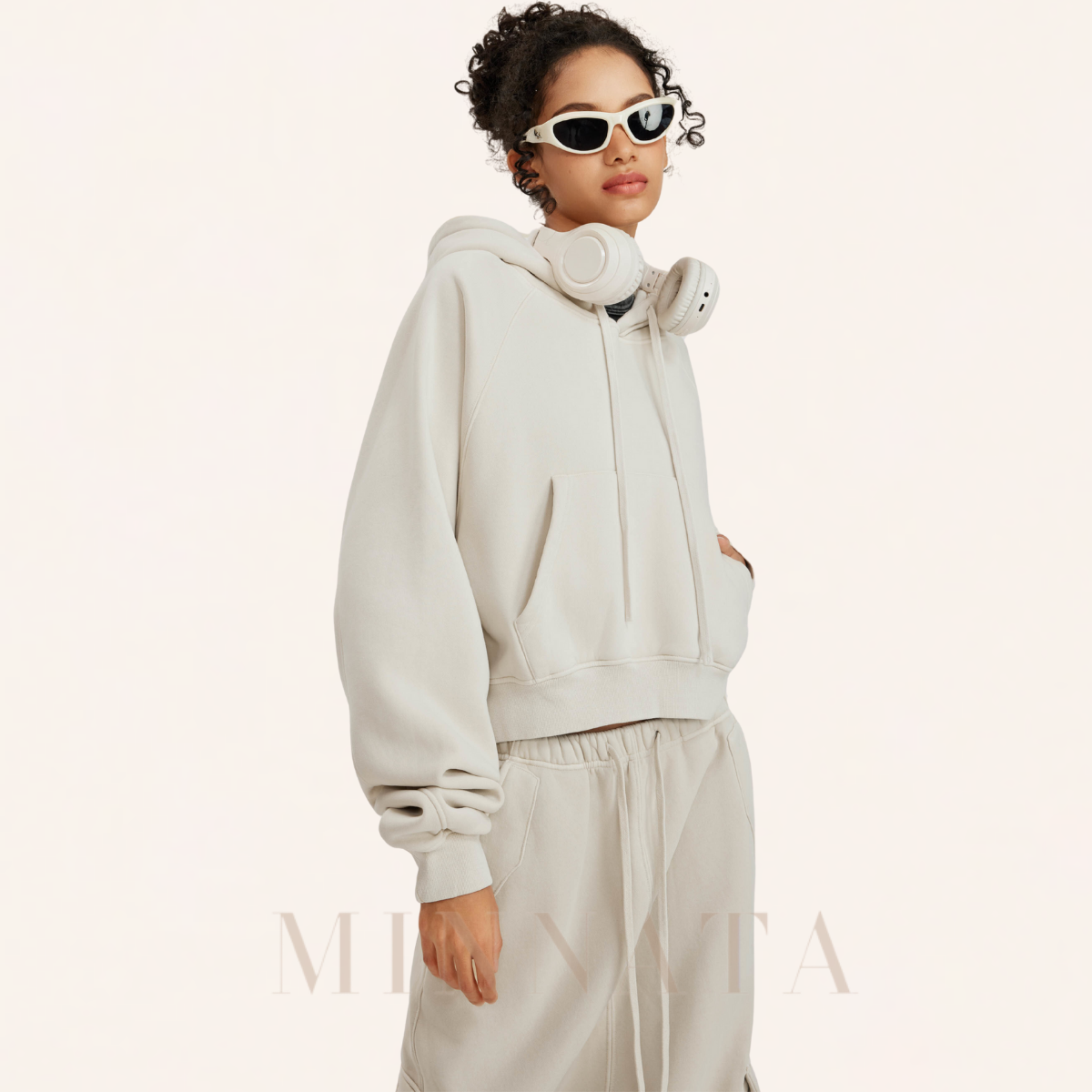 Hoodie Crop Washed® - Con capucha