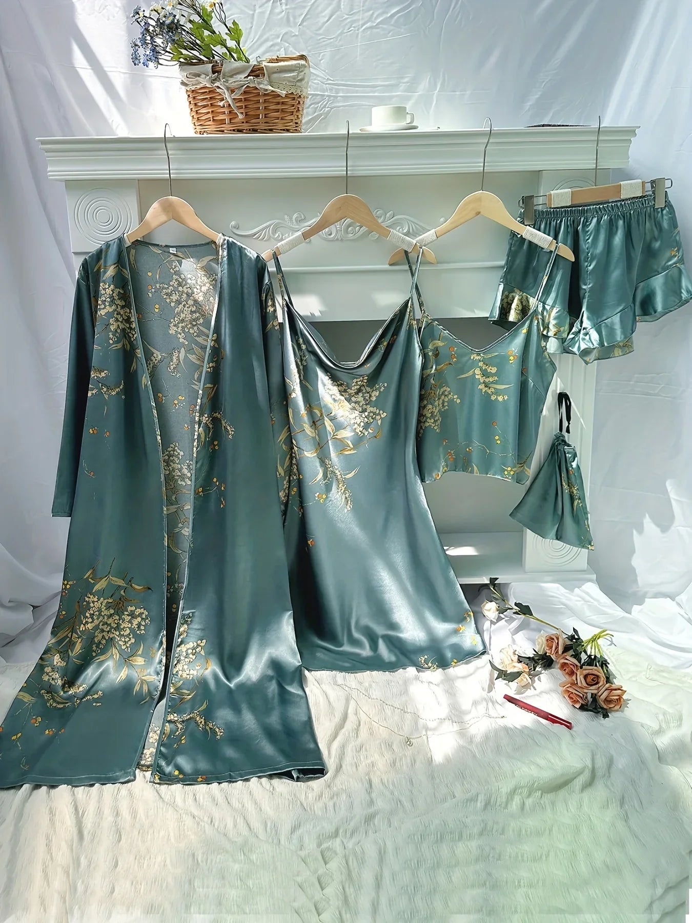 Camisón de pijama de lujo 4 piezas