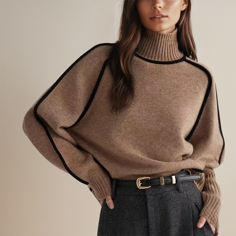 Suéter elegante mujer con detalles en contraste