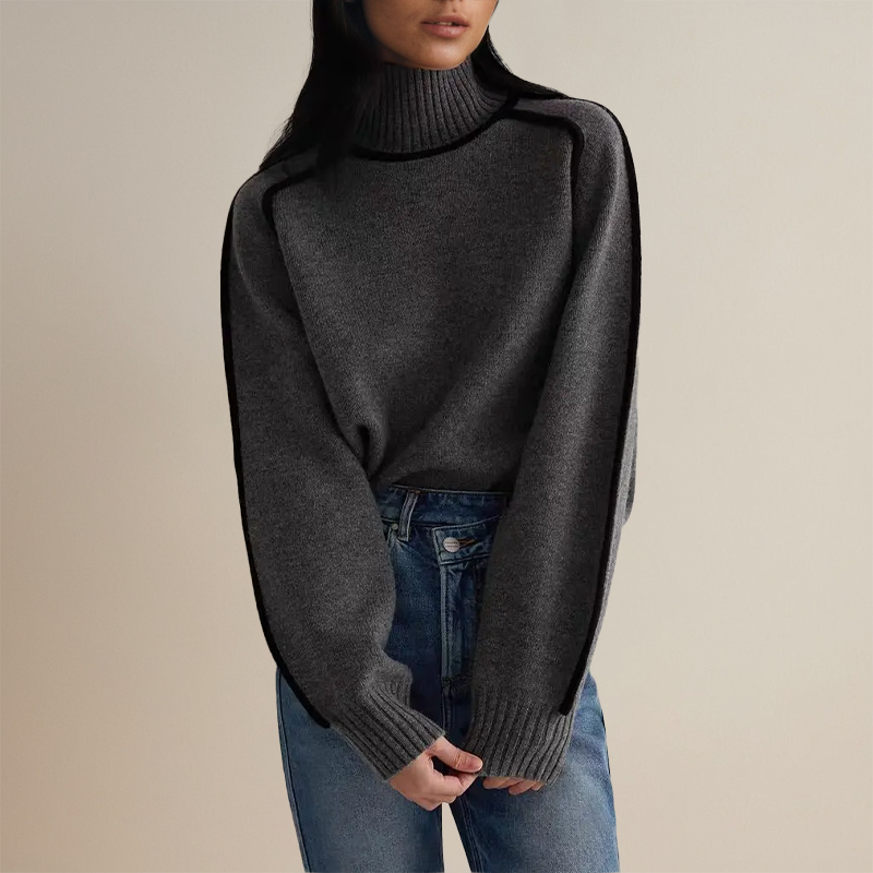 Suéter elegante mujer con detalles en contraste