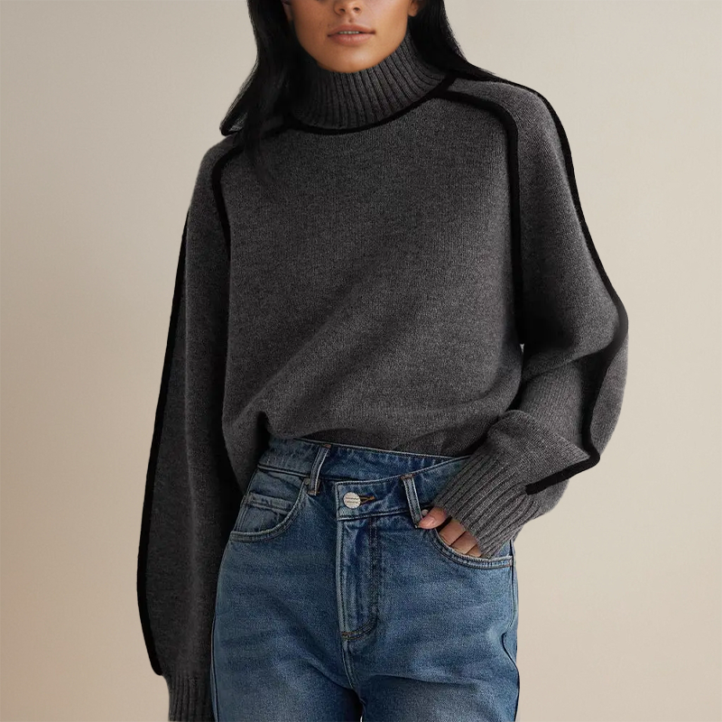 Suéter elegante mujer con detalles en contraste
