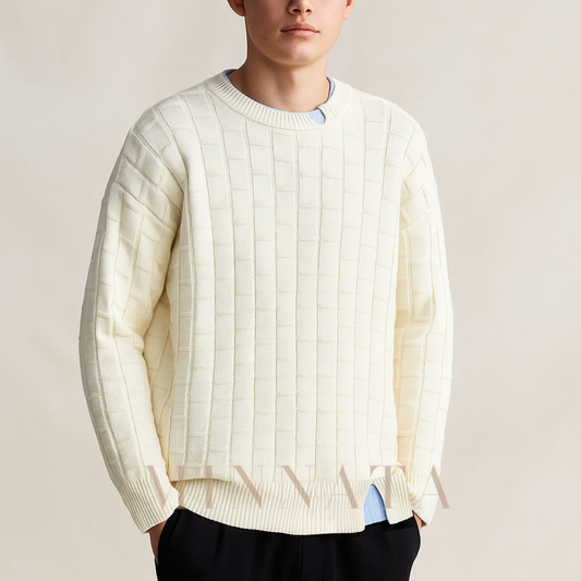 Suéter casual moderno manga larga cuello redondo