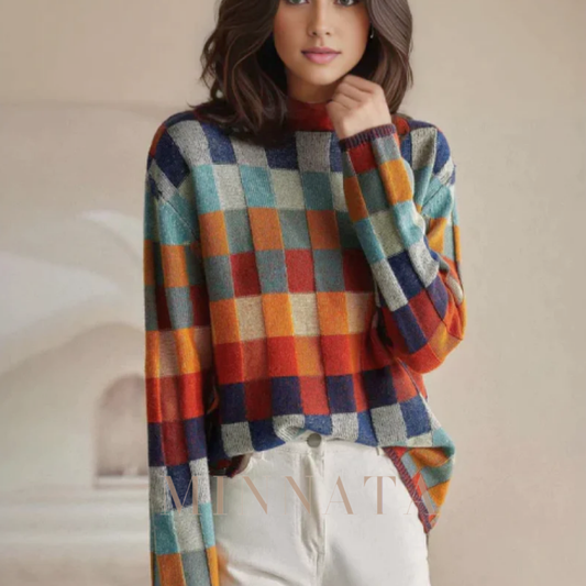 Suéter Multicolor de cuello alto