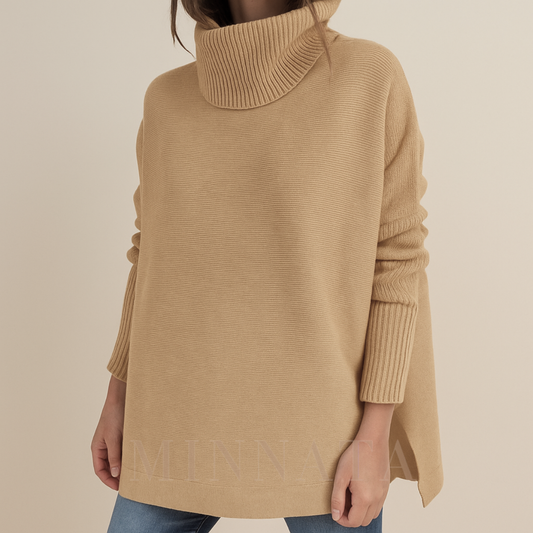 Suéter Oversize de Lana Suave y Cuello Alto