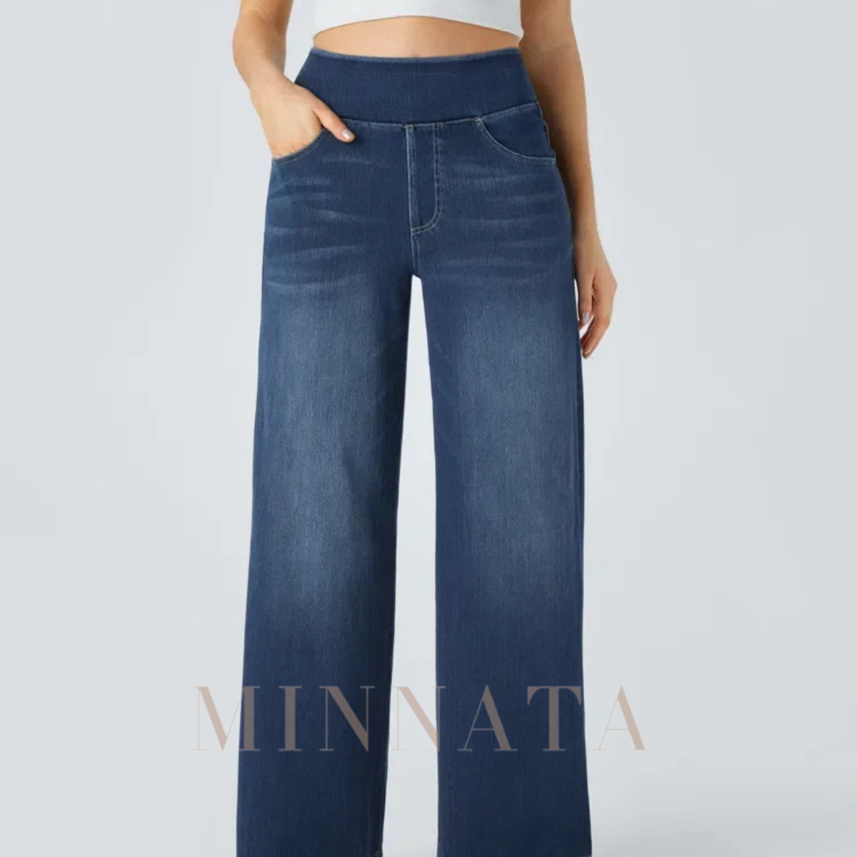 Jeans Tiro alto Pretina Elasticada
