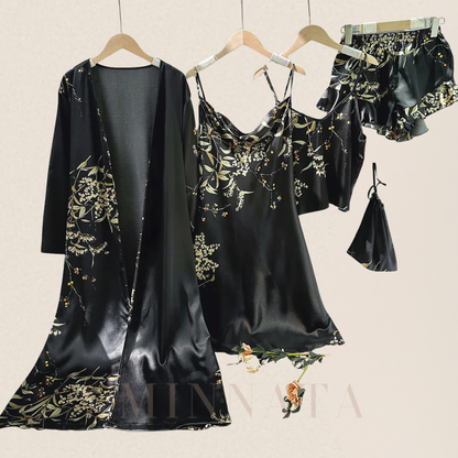 Camisón de pijama de lujo 4 piezas
