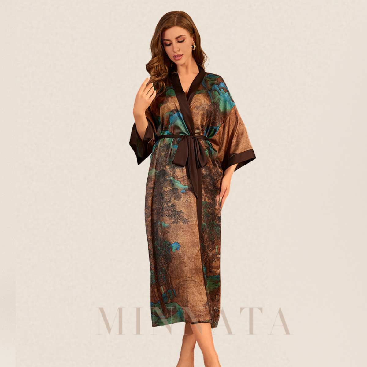 Kimono de flor celeste