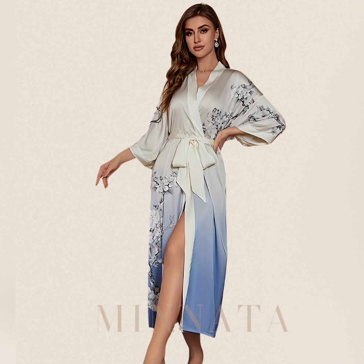 Kimono de flor celeste