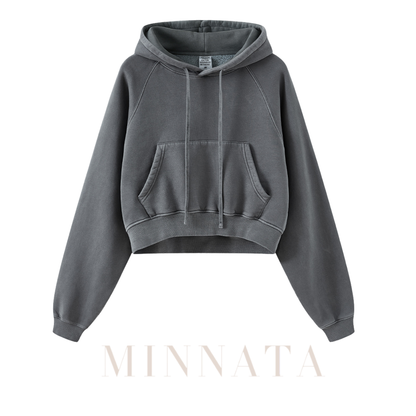 Hoodie Crop Washed® - Con capucha