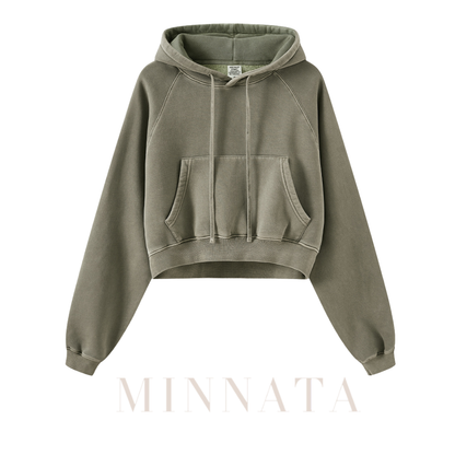Hoodie Crop Washed® - Con capucha