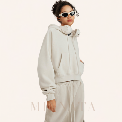 Hoodie Crop Washed® - Con capucha