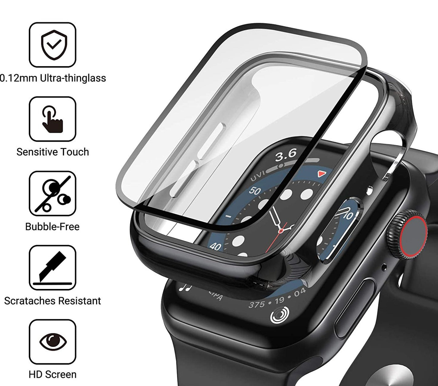 Crystal ™ - Protecteur d'écran Apple Watch avec verre trempé